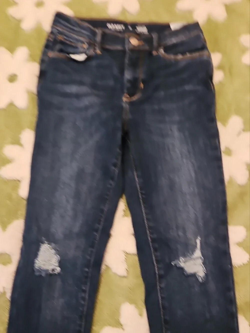 Old Navy Women's Dark Indigo Distressed Skinny Jeans